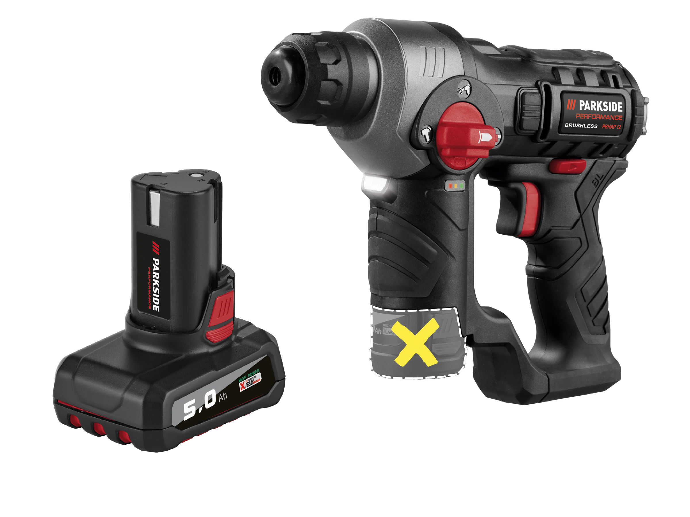 PARKSIDE PERFORMANCE® Aku vŕtacie kladivo 12 V PBHAP 12 A1 + Akumulátor 12 V/5 Ah