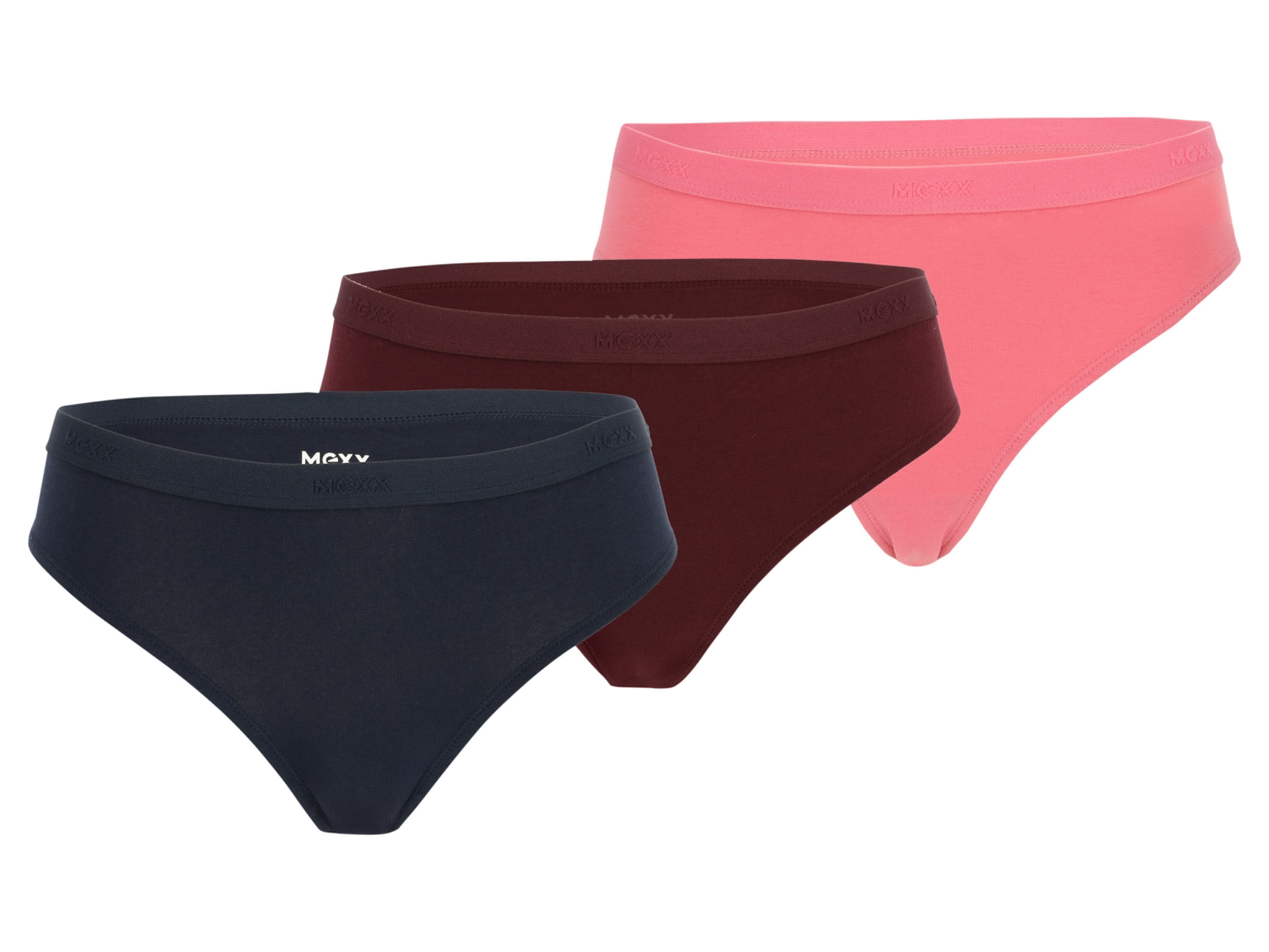 E-shop MEXX Dámske nohavičky, 3 kusy (čierna/bordová/ružová, M)