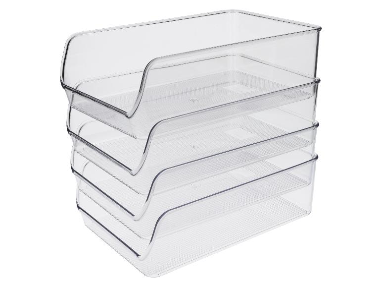 Priehľadné, stohovateľné organizéry do chladničky s predným otvorom