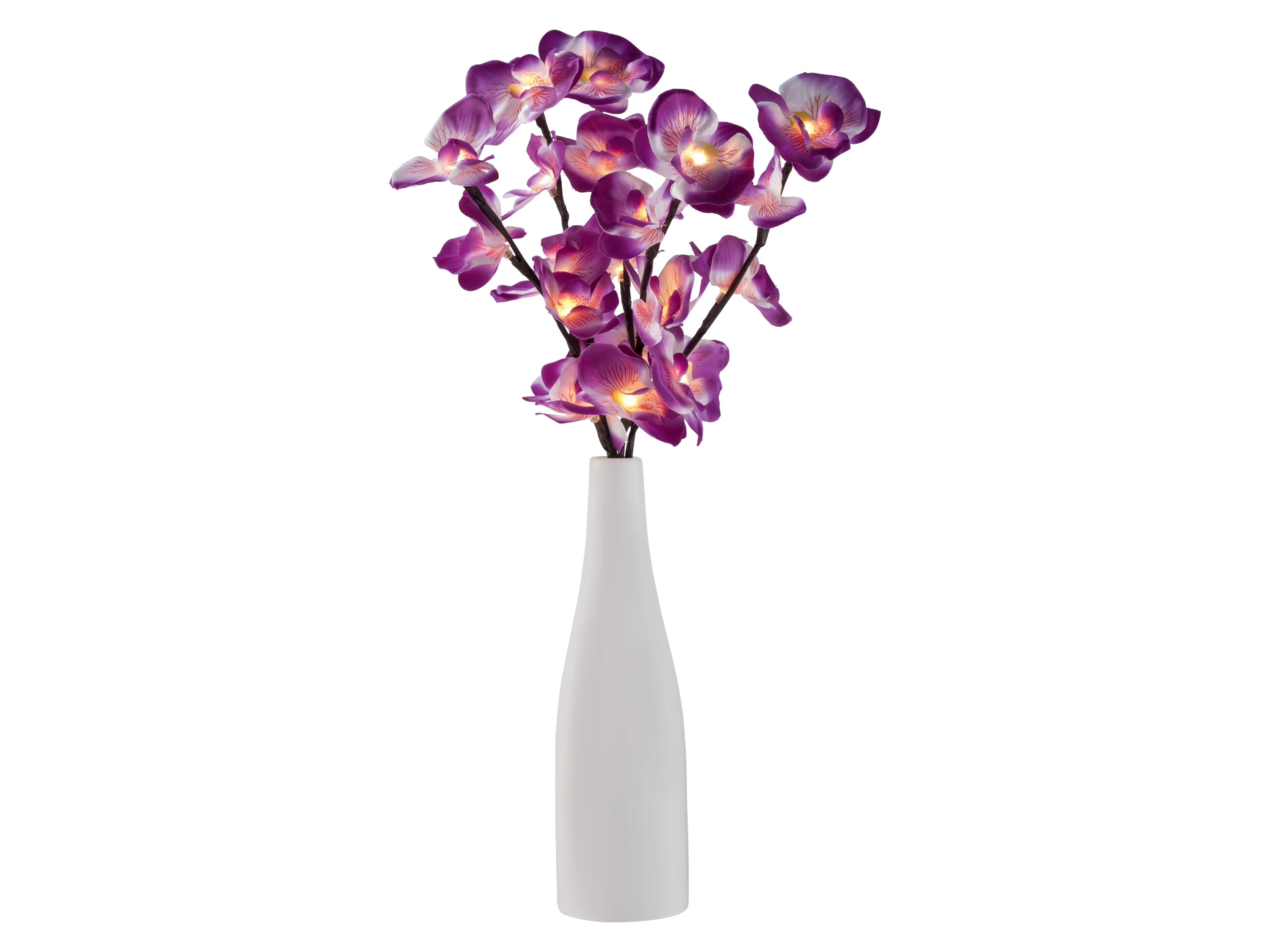 LIVARNO® Dekoratívna váza s LED svietiacou vetvičkou (kvet orchidey, fialový)