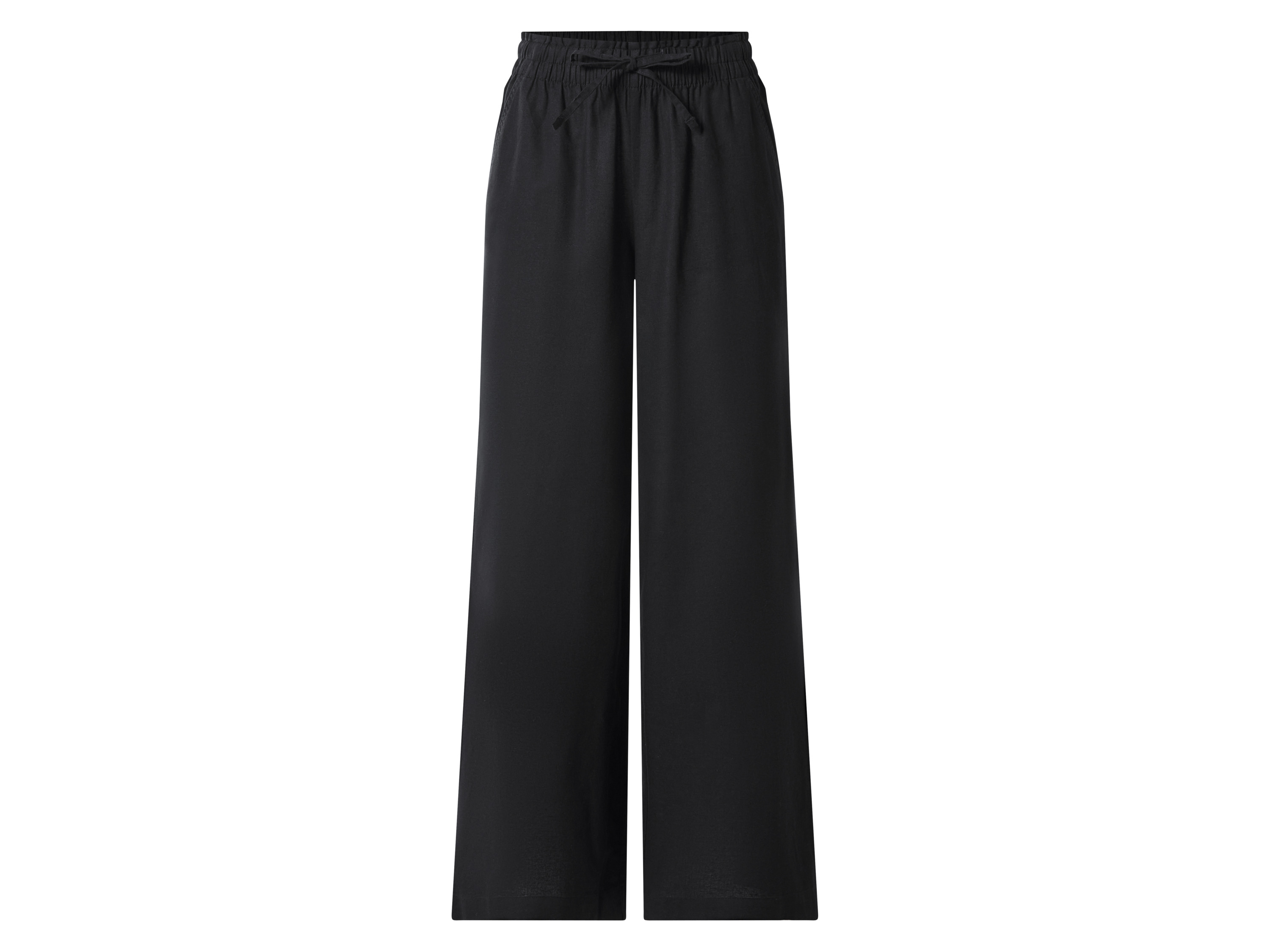 esmara® Dámske nohavice Wide Leg s ľanom Premium (čierna, L (44/46))
