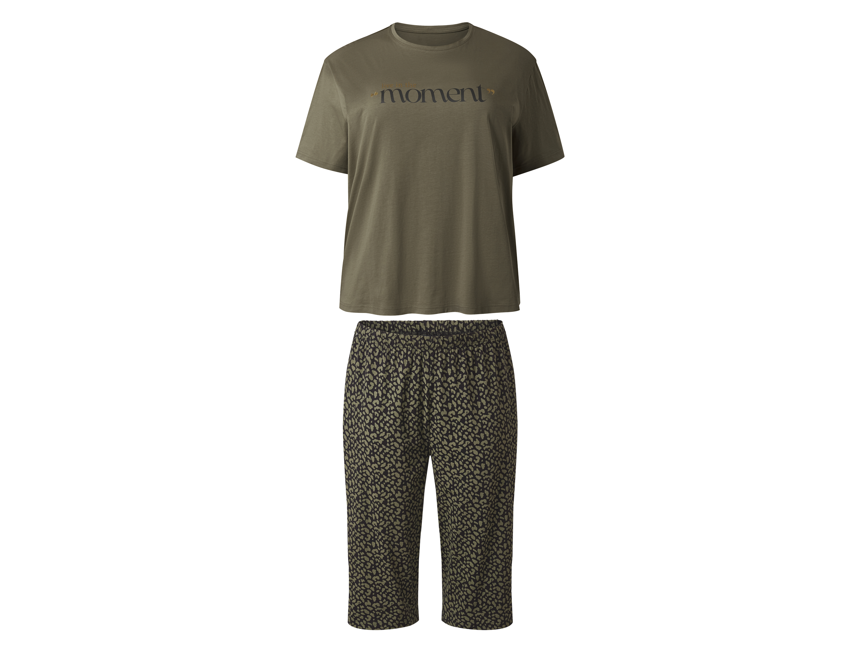 esmara® Dámske pyžamo XXL (kaki/čierna, 3XL (56/58))