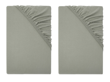 LIVARNO® Napínacia džersejová plachta, zelenosivá, 90 – 100 x 200 x 25 cm, 2 kusy