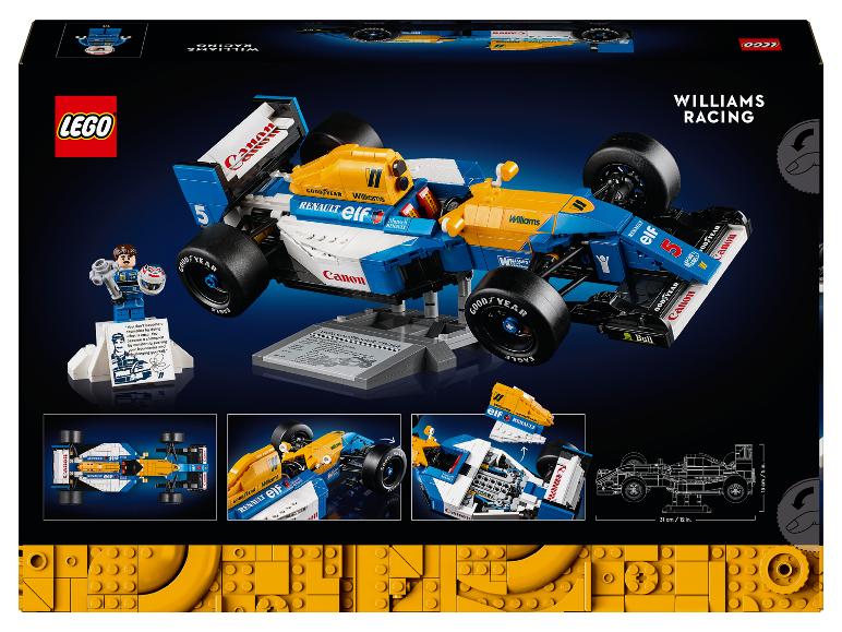 Súprava LEGO Williams Racing s pretekárskym autom a minifigúrkou.