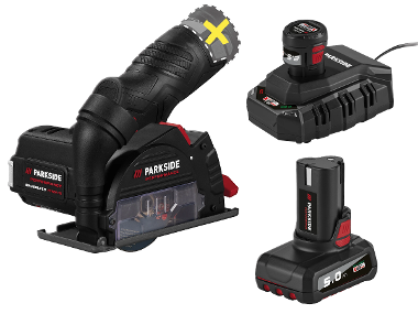 PARKSIDE PERFORMANCE® Aku uhlová brúska 12 V PPWSA 12 A1 + Akumulátor 12 V/2,5 Ah + Akumulátor 12 V/5 Ah + Nabíjačka 6 A