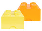 Dve úložné boxy LEGO v žltej a oranžovej farbe.