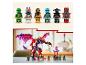 Lego Ninjago minifigúrky a veľký červený a fialový drak s reťazovou štruktúrou.