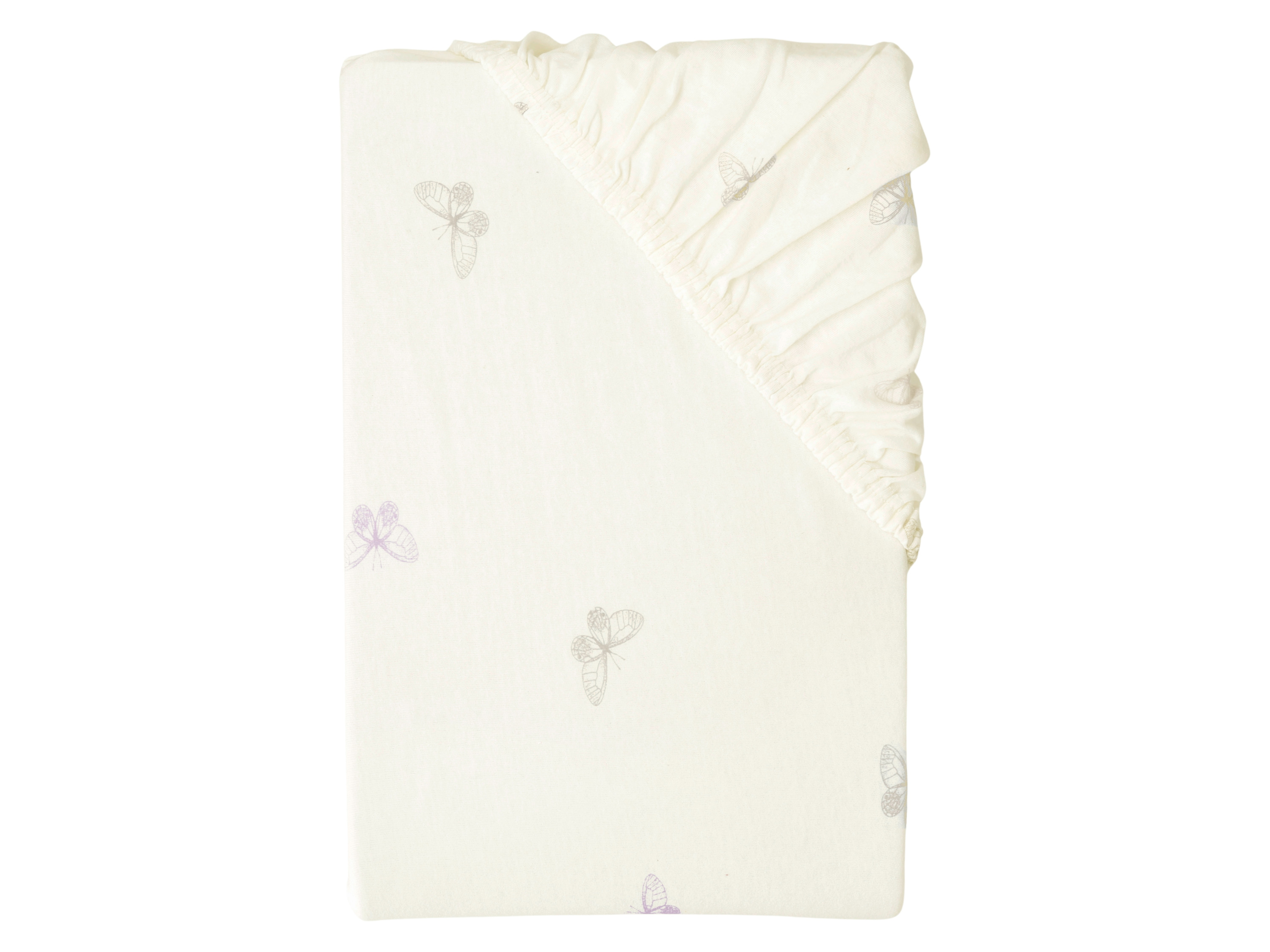 LIVARNO® Napínacia džersejová plachta, 140-160 x 200 cm (motýle/biela)