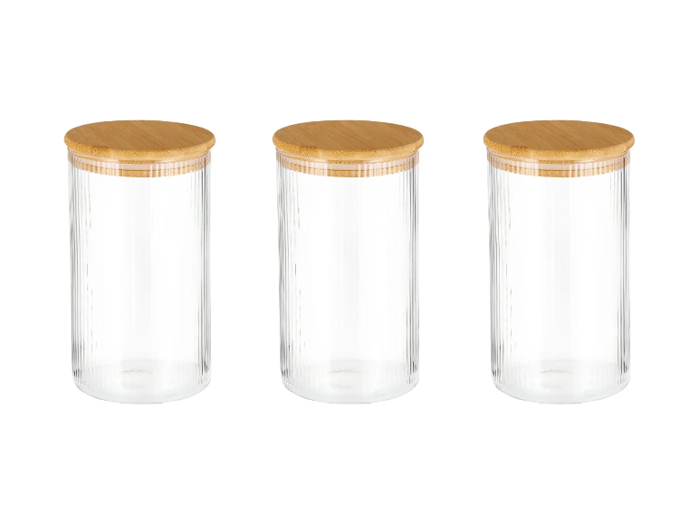 SILVERCREST® Sklenená skladovacia dóza, 1,2 l, 3 kusy