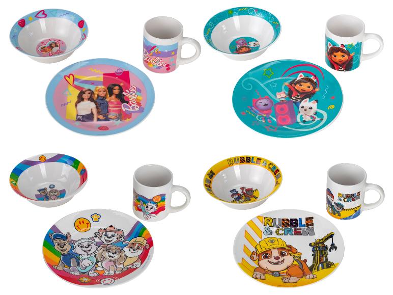 Raňajková súprava riadu Barbie/Gabbin kúzelný domček/Labková patrola