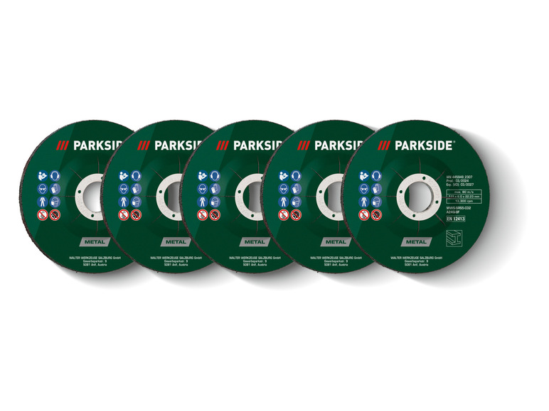 Päť kotúčov Parkside na kov.