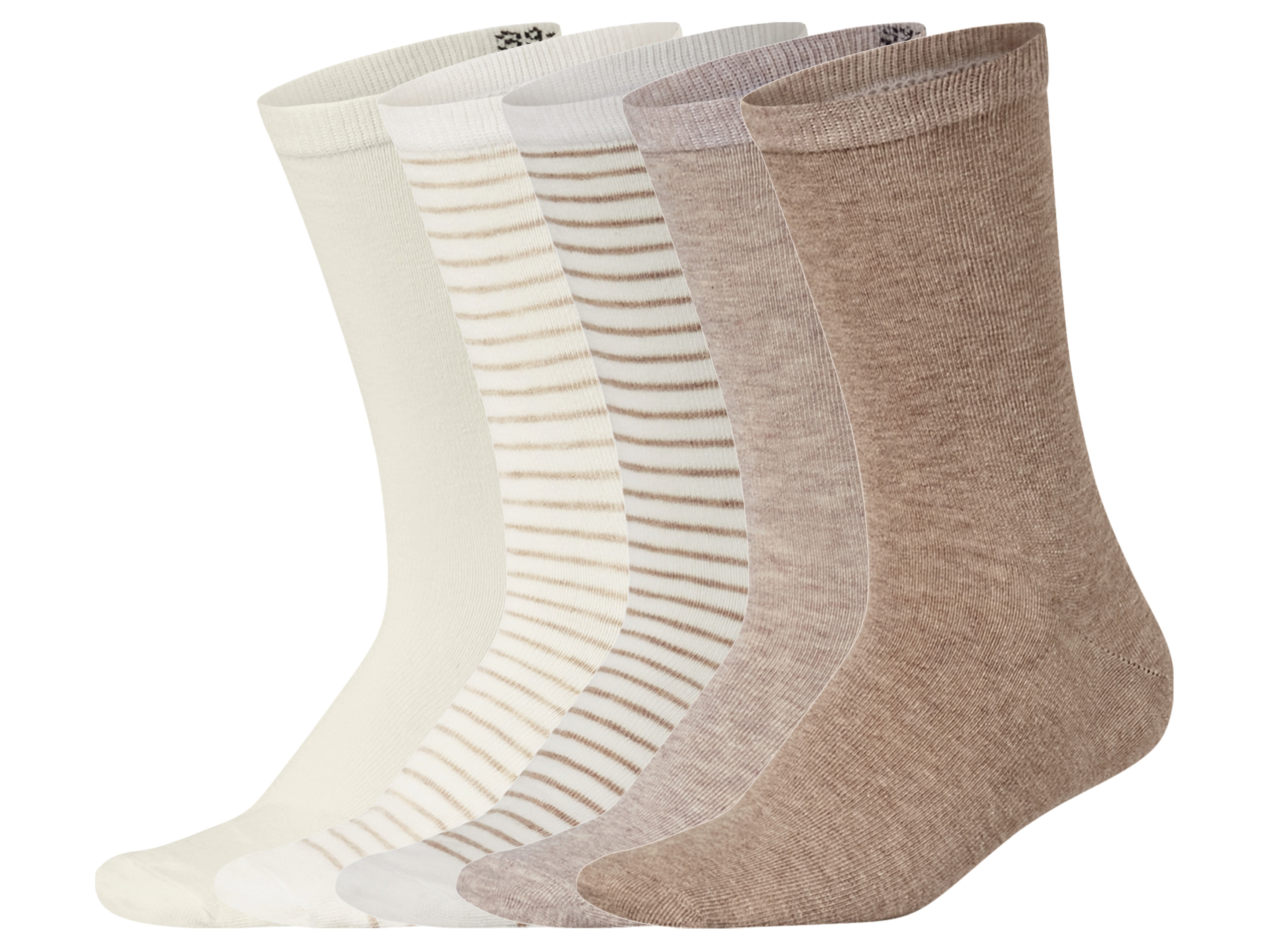 esmara® Dámske ponožky, 5 párov (krémová/pruhy/béžová/svetlobéžová, 39/42)