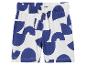 Deti šortky s modrobielym geometrickým vzorom.