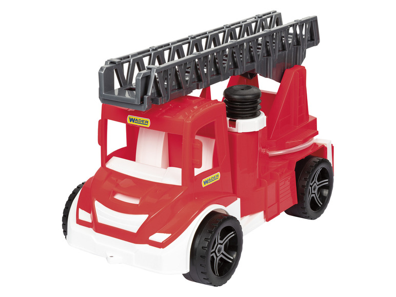 Červené hasičské auto s rebríkom od Wader.