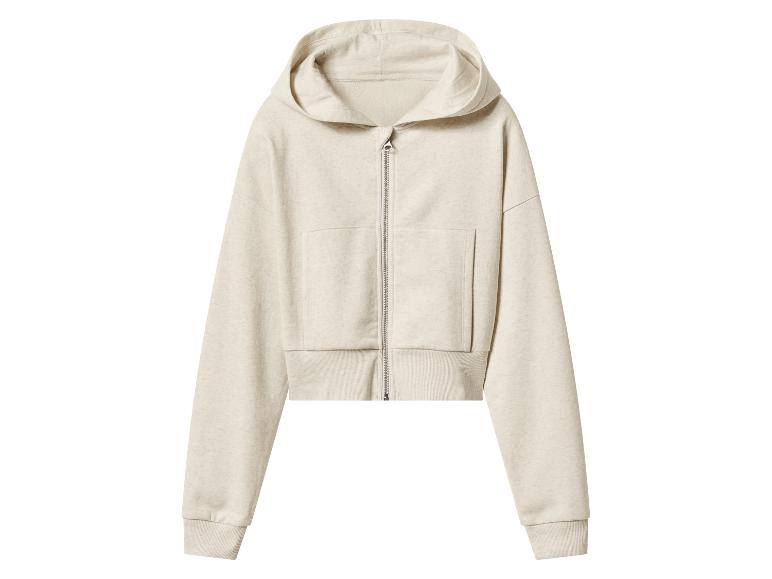 Béžová mikina na zips s kapucňou
