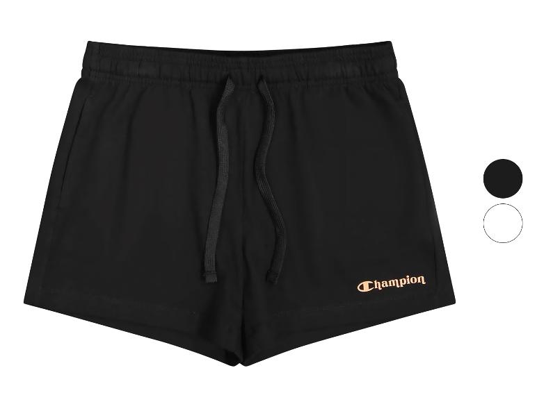 Čierne športové šortky so sťahovacou šnúrkou v páse a zlatým logom na nohe.