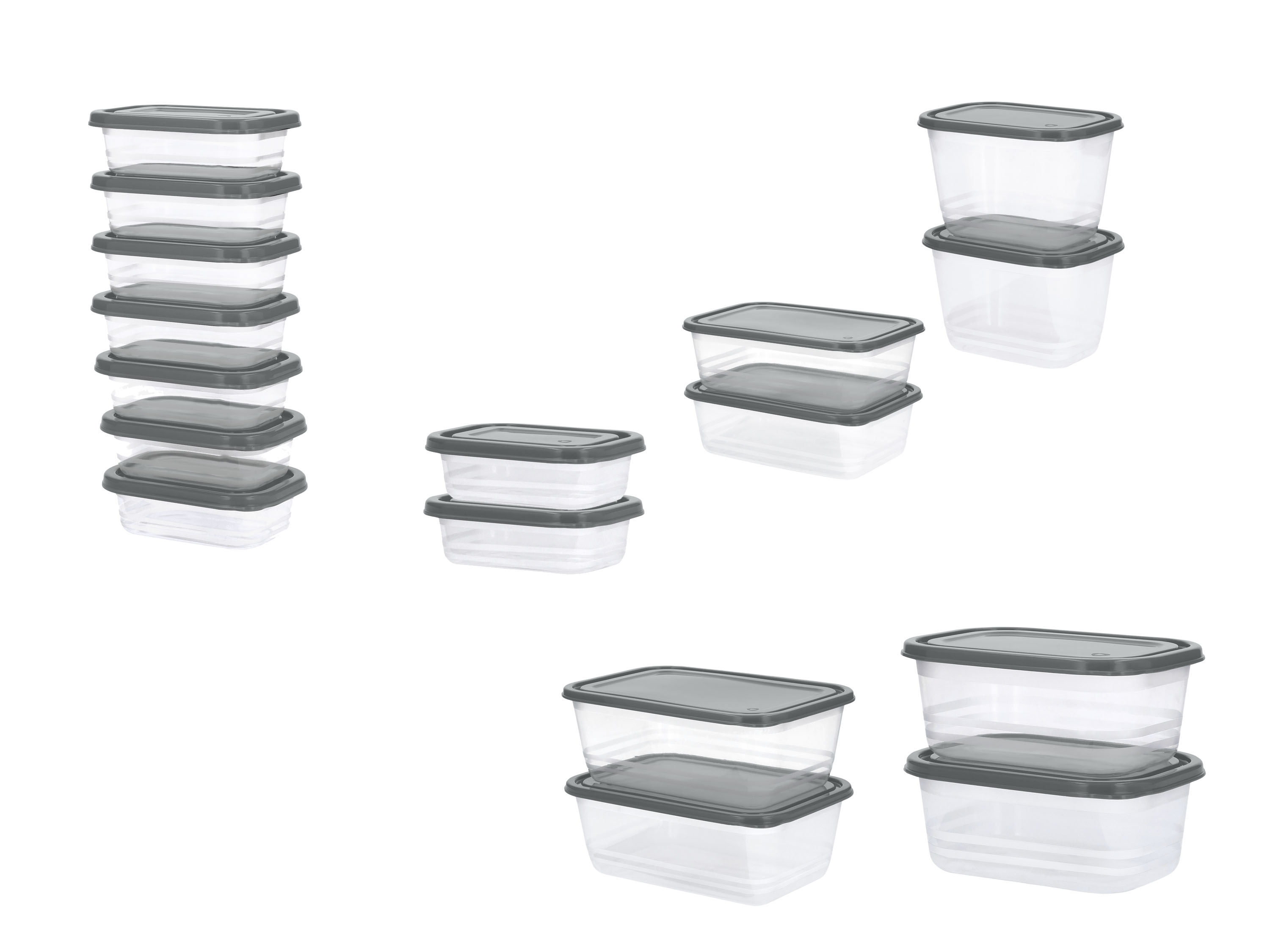 SILVERCREST® Súprava dóz na potraviny, 17-dielna (sivá)