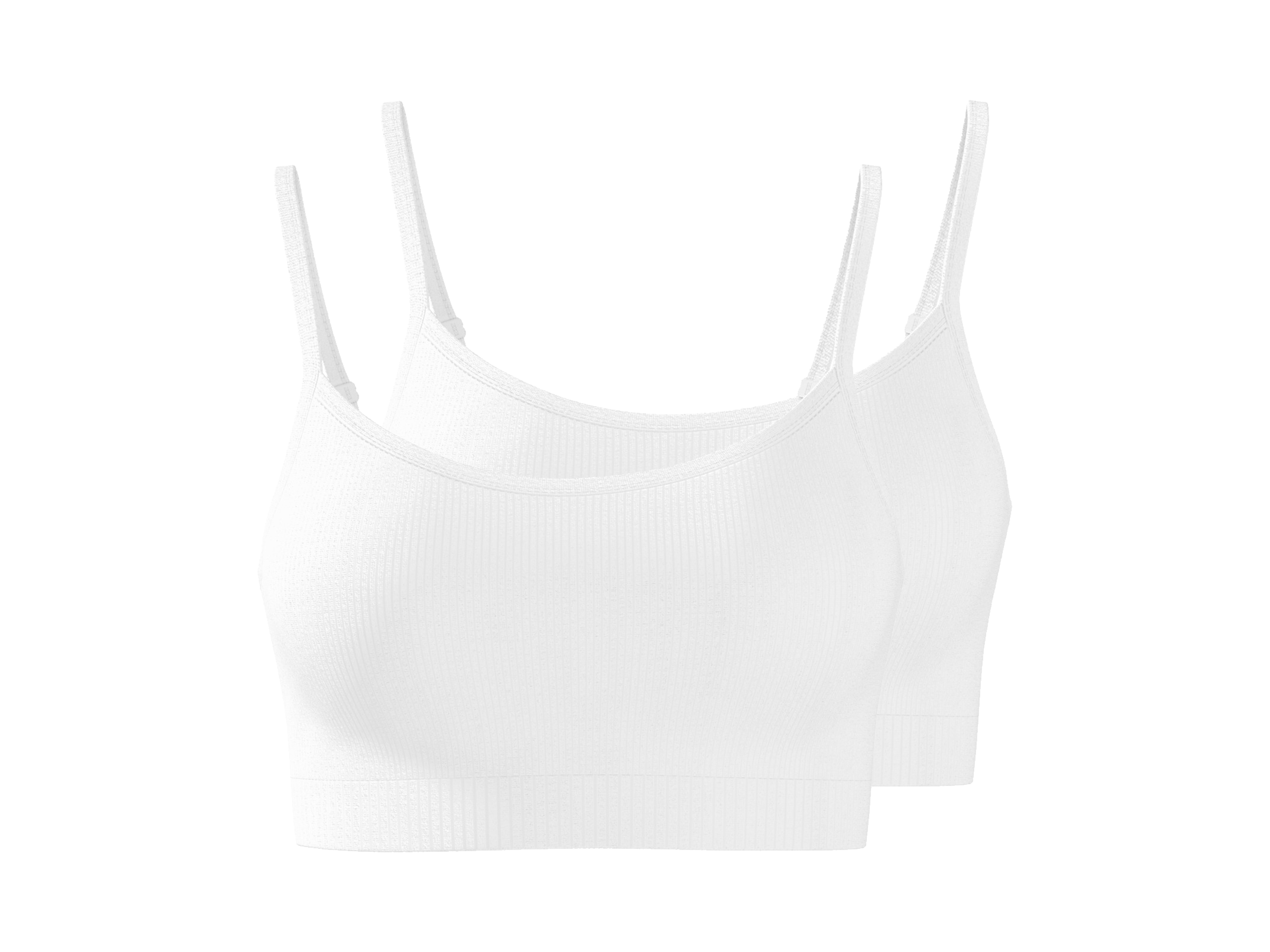 ESMARA® Dámska rebrovaná podprsenka, 2 kusy (biela, XL (48/50))