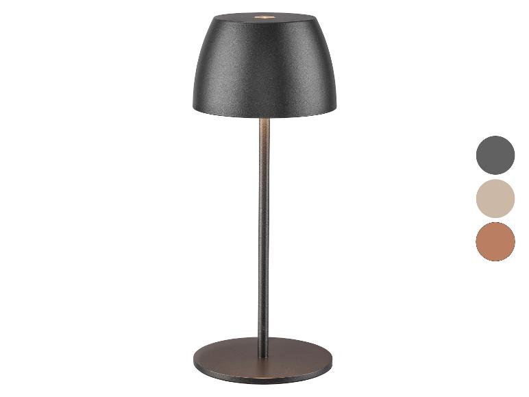 Prenosná stolová lampa v tmavosivej farbe s tromi farebnými možnosťami.
