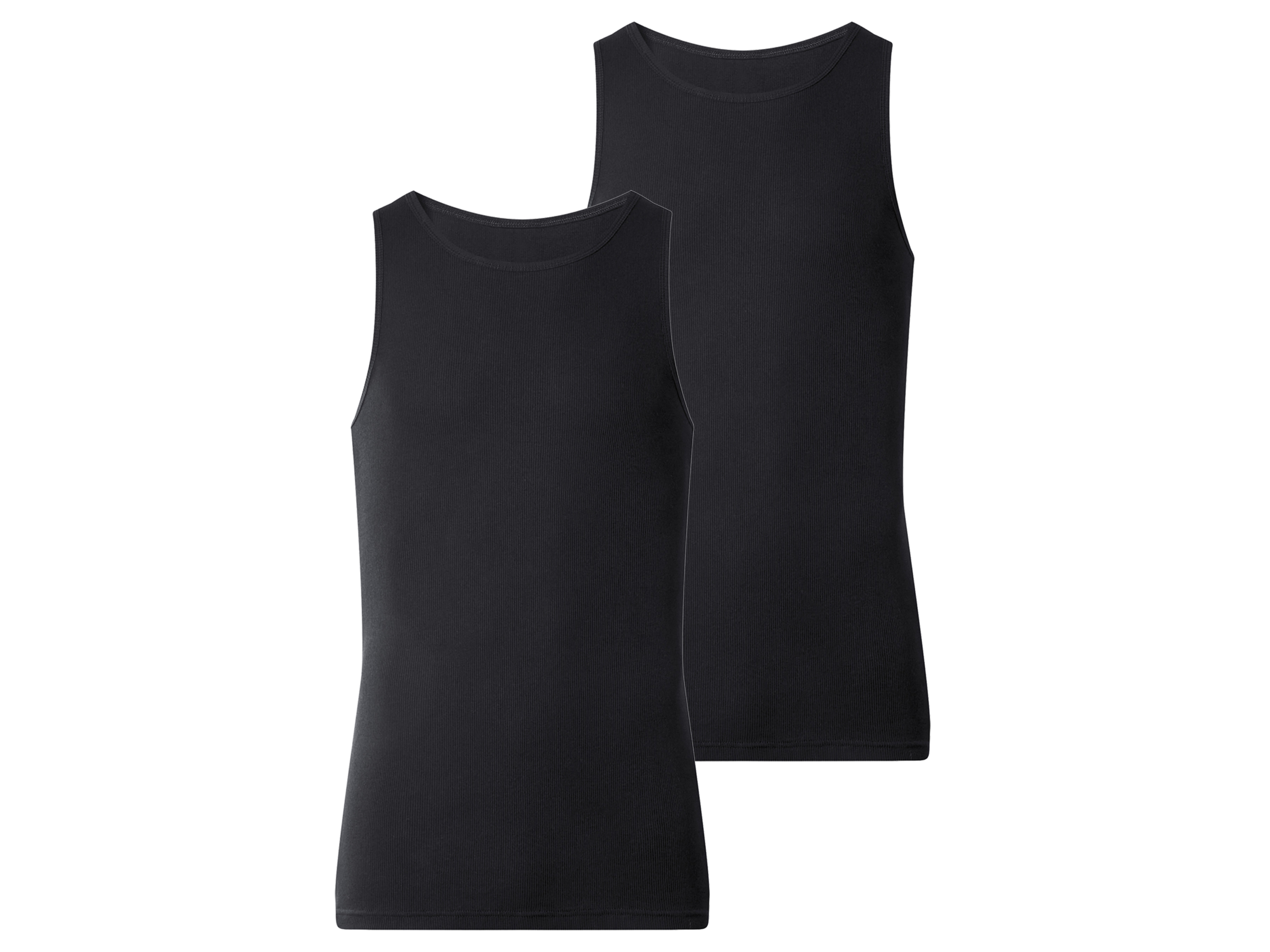 ESMARA MEN Pánske rebrované tielka, 2 kusy (čierna, XL)