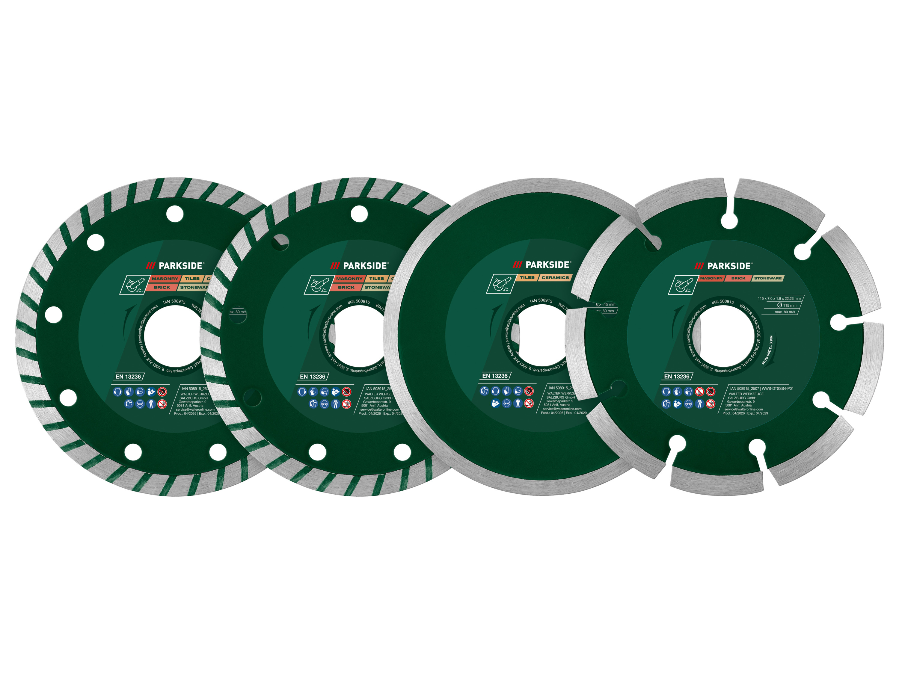 PARKSIDE® Rezné kotúče, 115 mm (diamantové rezné kotúče, 4 kusy)