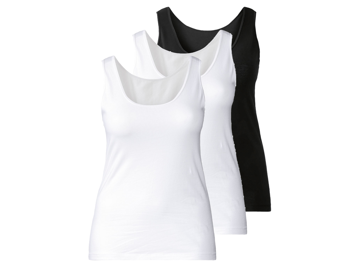 esmara® Dámske tielko XXL, 3 kusy (XXL (52/54), čierna/biela)