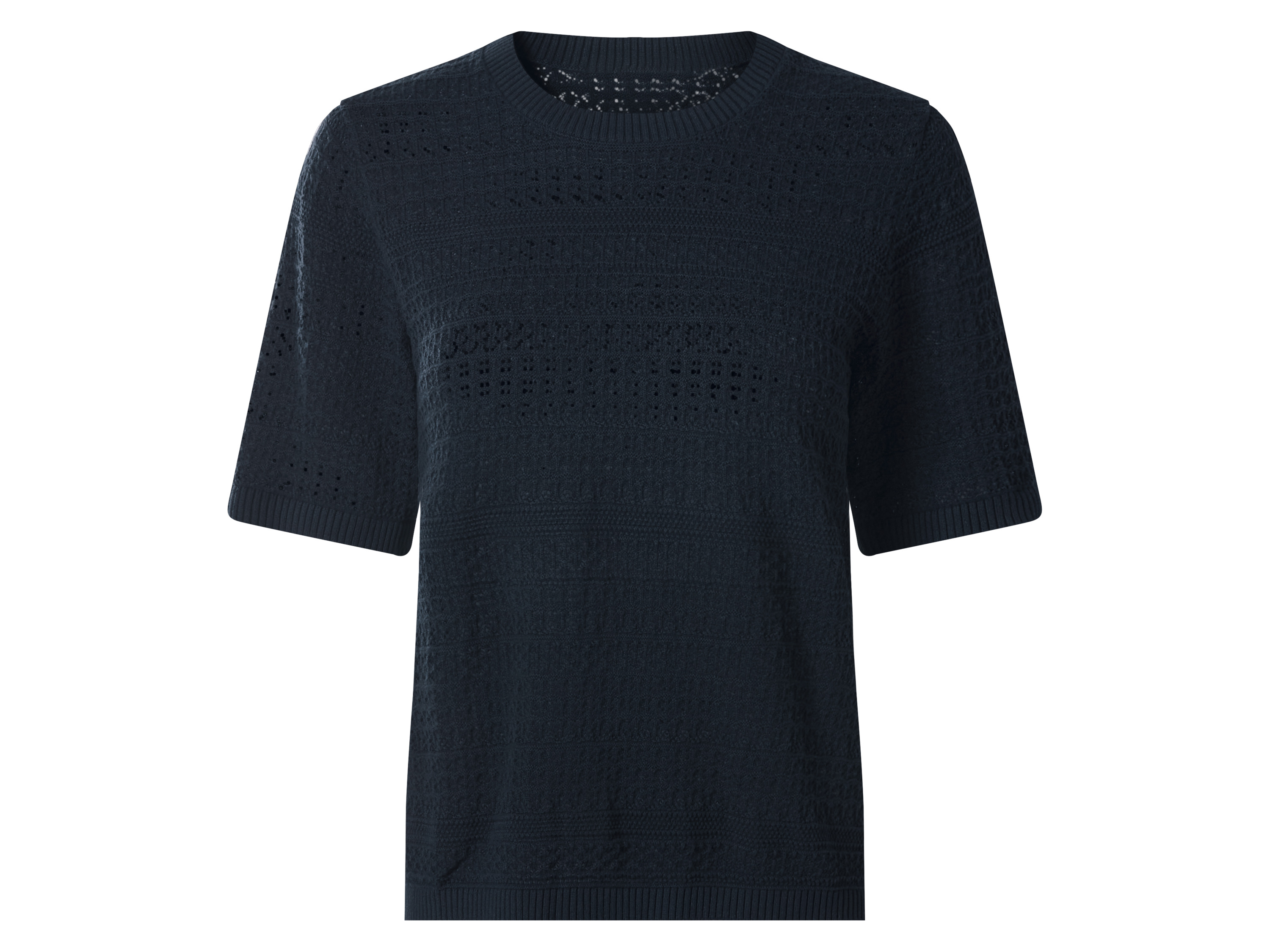 esmara® Dámsky ažúrový pulóver s krátkym rukávom (navy modrá, XS (32/34))