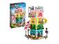 Súprava LEGO Friends s farebnou viacposchodovou budovou a postavičkami.