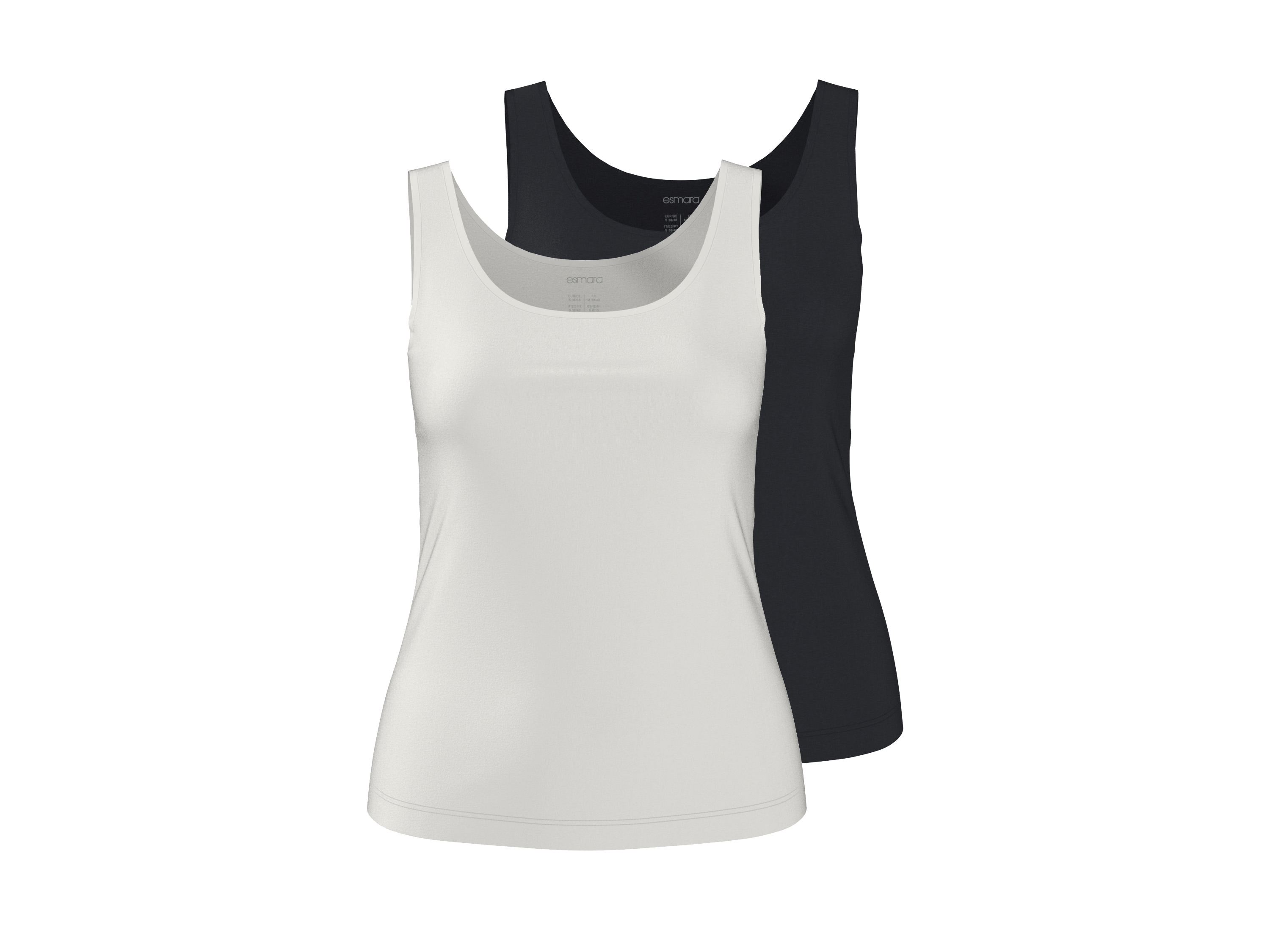 esmara® Dámsky top, 2 kusy (čierna/biela, S (36/38))