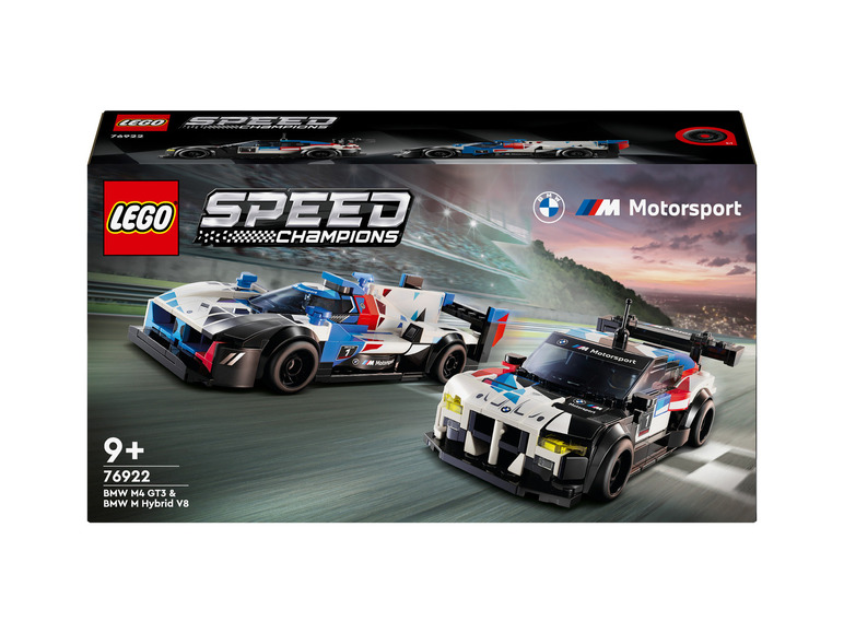 Sada LEGO Speed Champions s pretekárskymi autami BMW M4 GT3 a BMW M Hybrid V8.