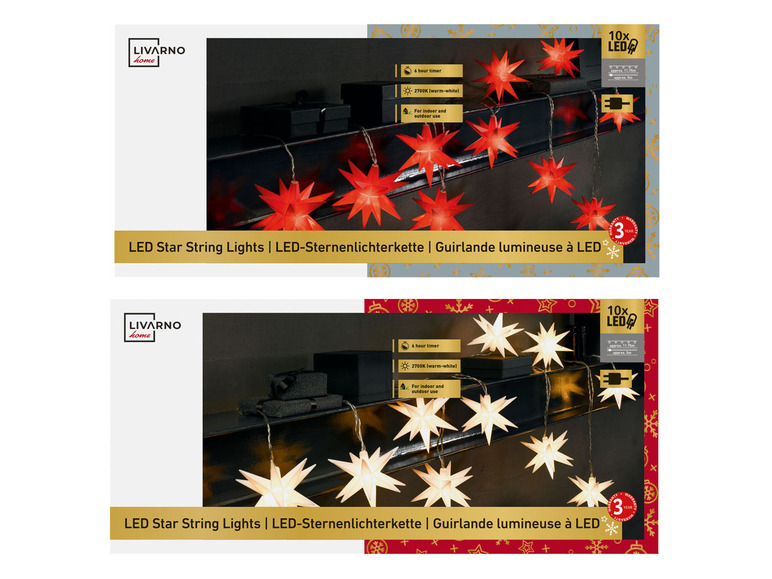 Prejsť na zobrazenie na celú obrazovku: LIVARNO home Svetelná LED reťaz s 3D svietiacimi hviezdami – obrázok 1