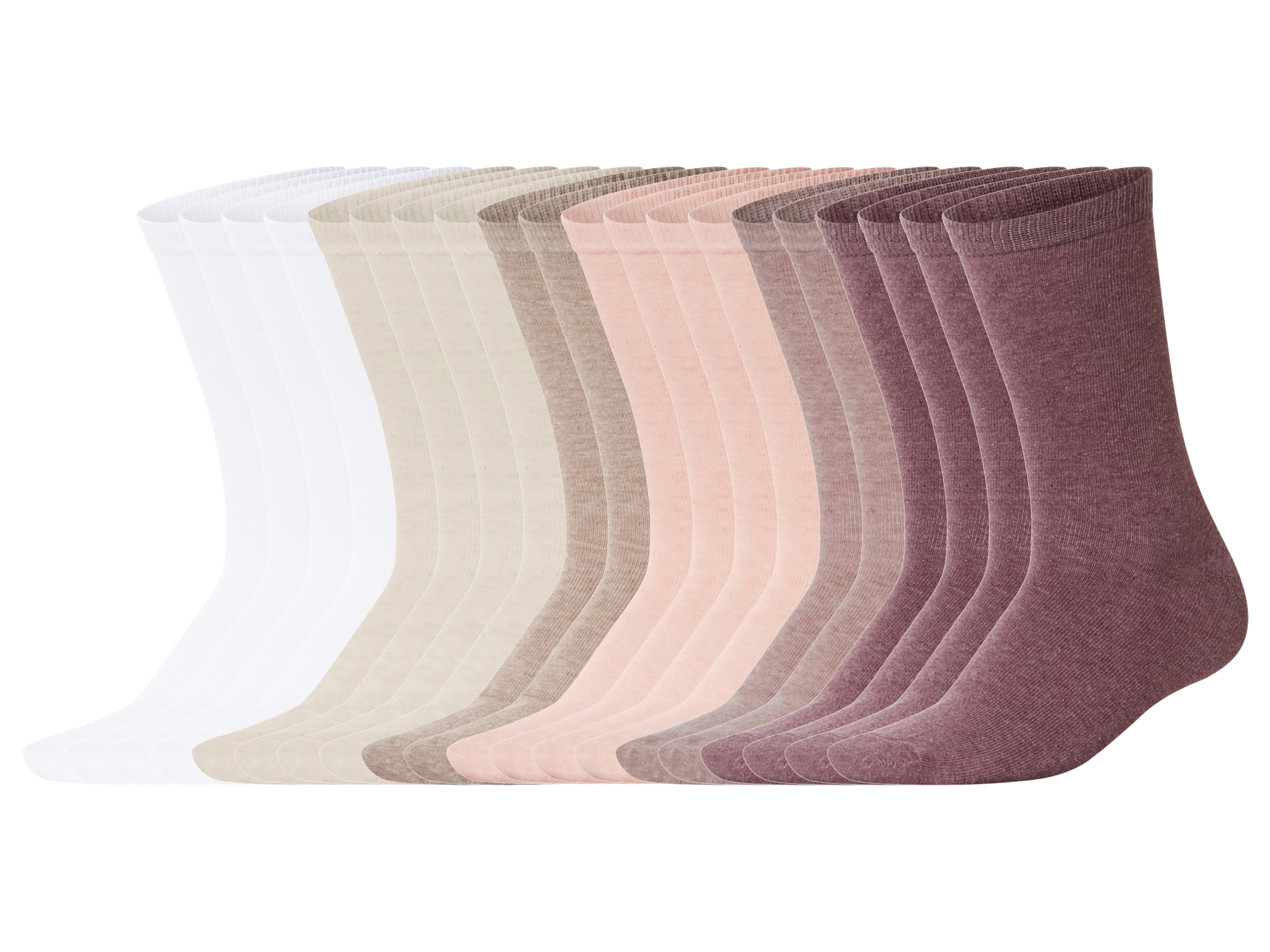 esmara® Dámske ponožky, 20 párov (biela/béžová/ružová, 35/38)