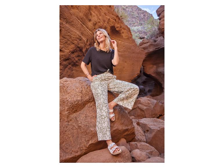 esmara® Dámske nohavice Wide Leg s ľanom Premium (vzor, S (36/38))