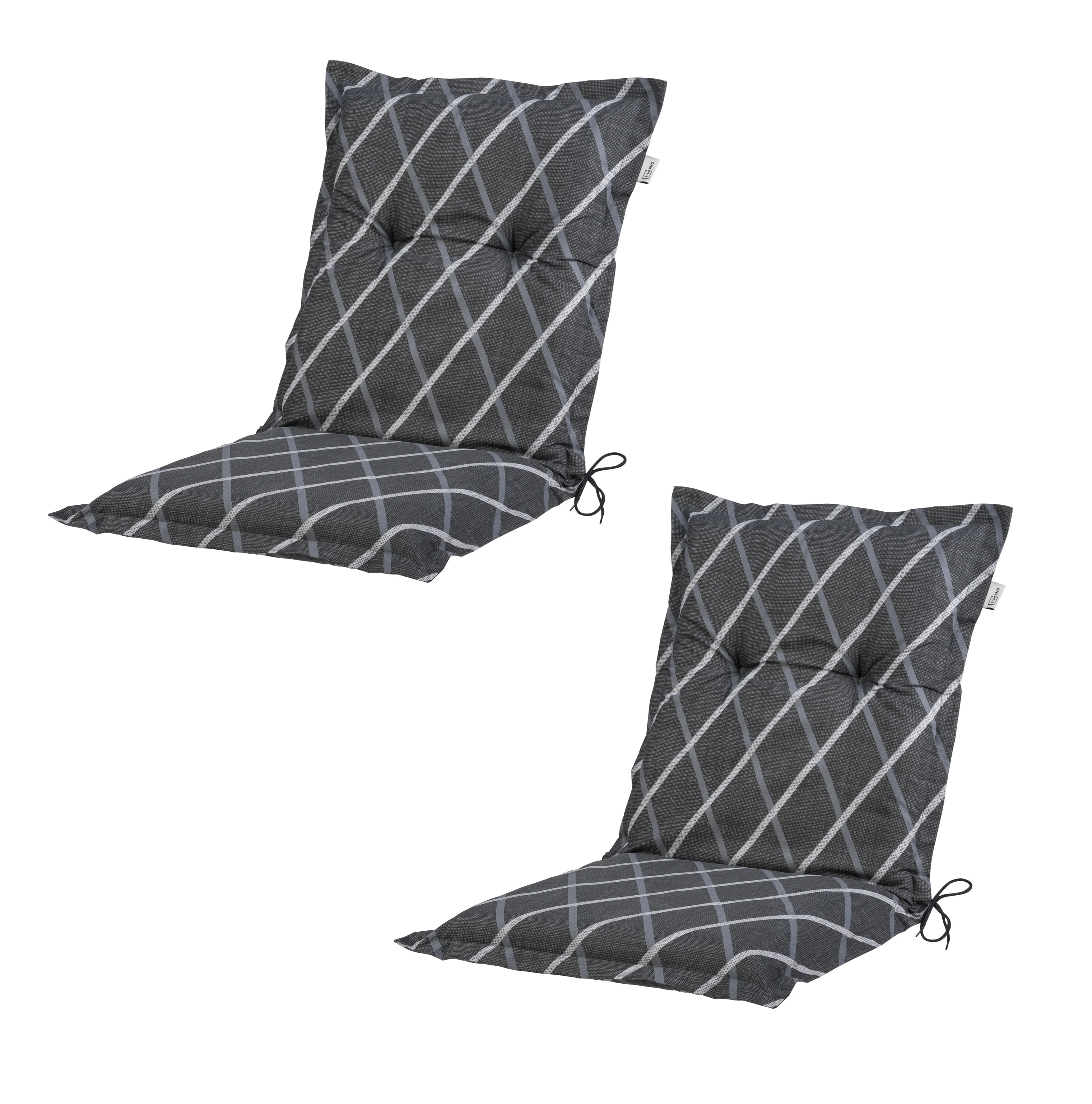 LIVARNO® Podsedák na kreslo s nízkym operadlom Valencia/Miami, pruhy/antracitová, 2 kusy