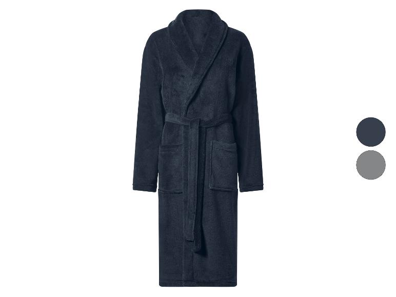 Tmavomodrý župan z mikrovlákna s opaskom a vreckami