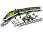 LEGO sada s vysokorýchlostným zeleným vlakom, koľajnicami a diaľkovým ovládaním.