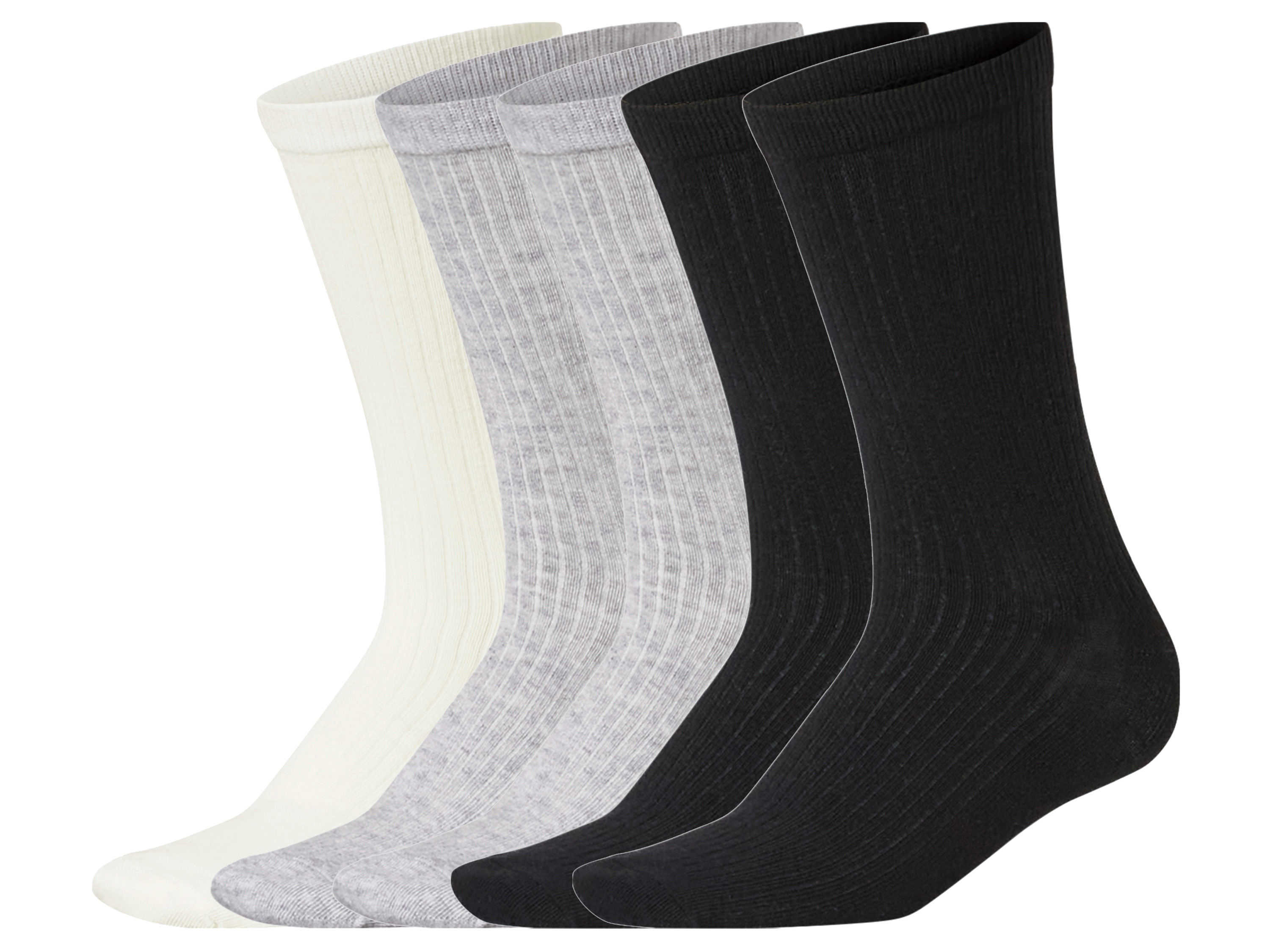 esmara® Dámske ponožky, 5 párov (krémová/sivá/čierna, 39/42)