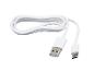 Biely kábel USB-A na USB-C, stočený na bielom pozadí.