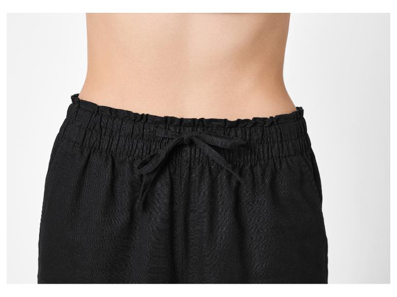 esmara® Dámske nohavice Wide Leg s ľanom Premium (čierna, S (36/38))