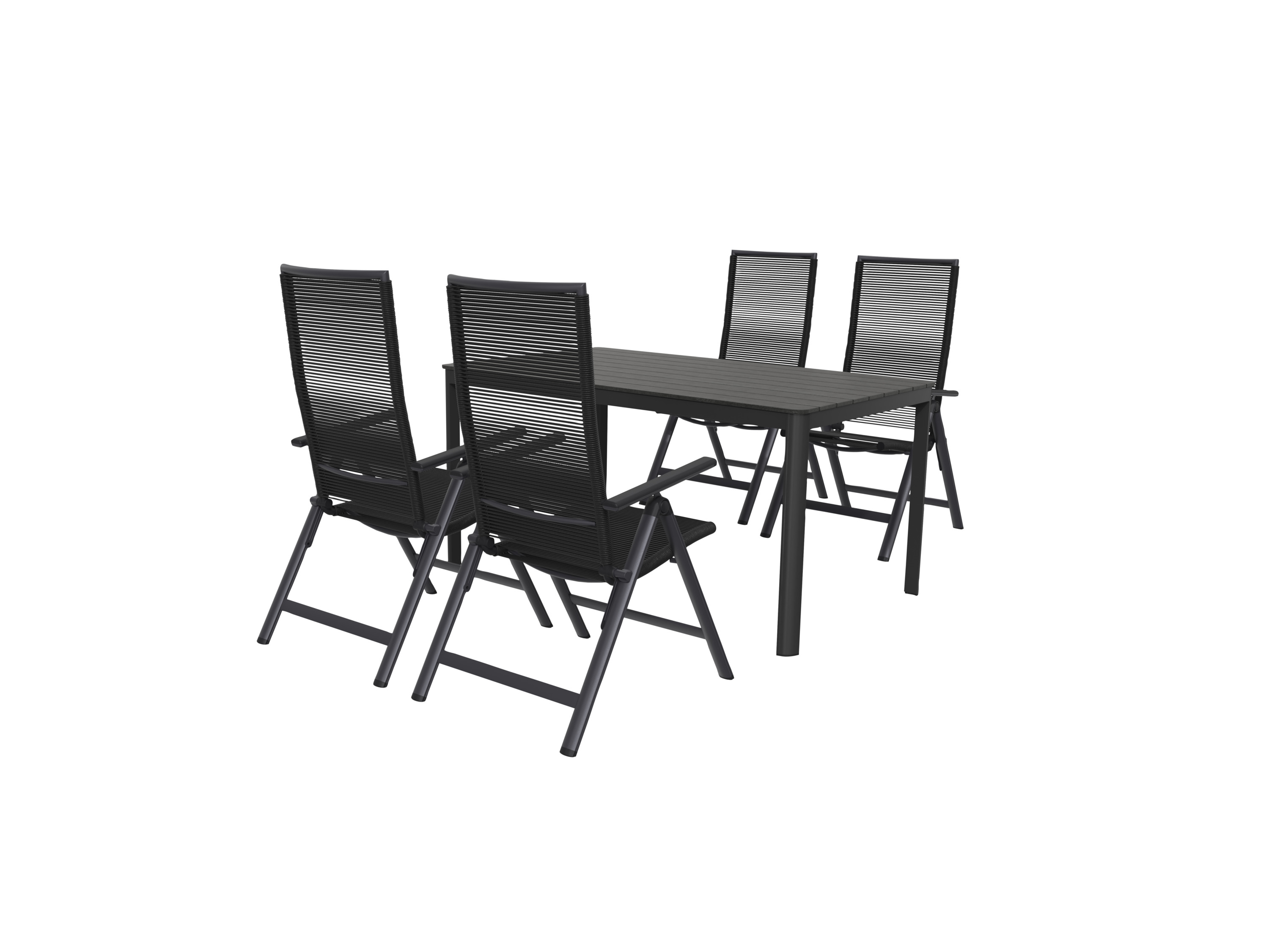 LIVARNO home Záhradný stôl Miami, 150 x 90 cm + Záhradné kreslo Miami, 4 kusy