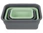 Sada skladacích nádob v šedej a svetlozelenej farbe: ideálne do kuchyne alebo na uskladnenie.