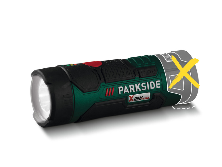 Zelená LED baterka Parkside X12V Team