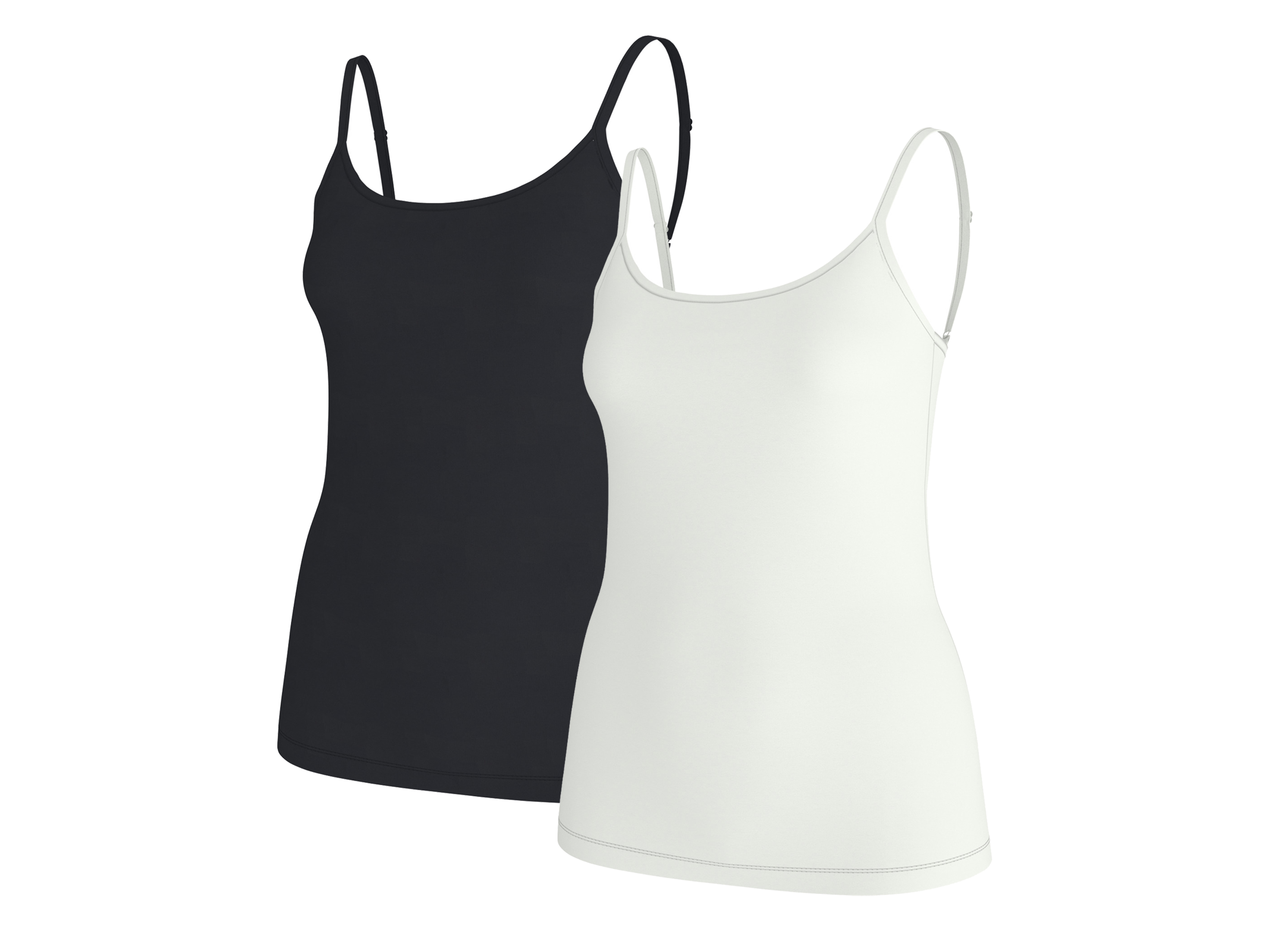 ESMARA® Dámsky top s úzkymi ramienkami, 2 kusy (čierna/biela, S (36/38))
