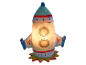 Detská nočná lampa v tvare rakety.