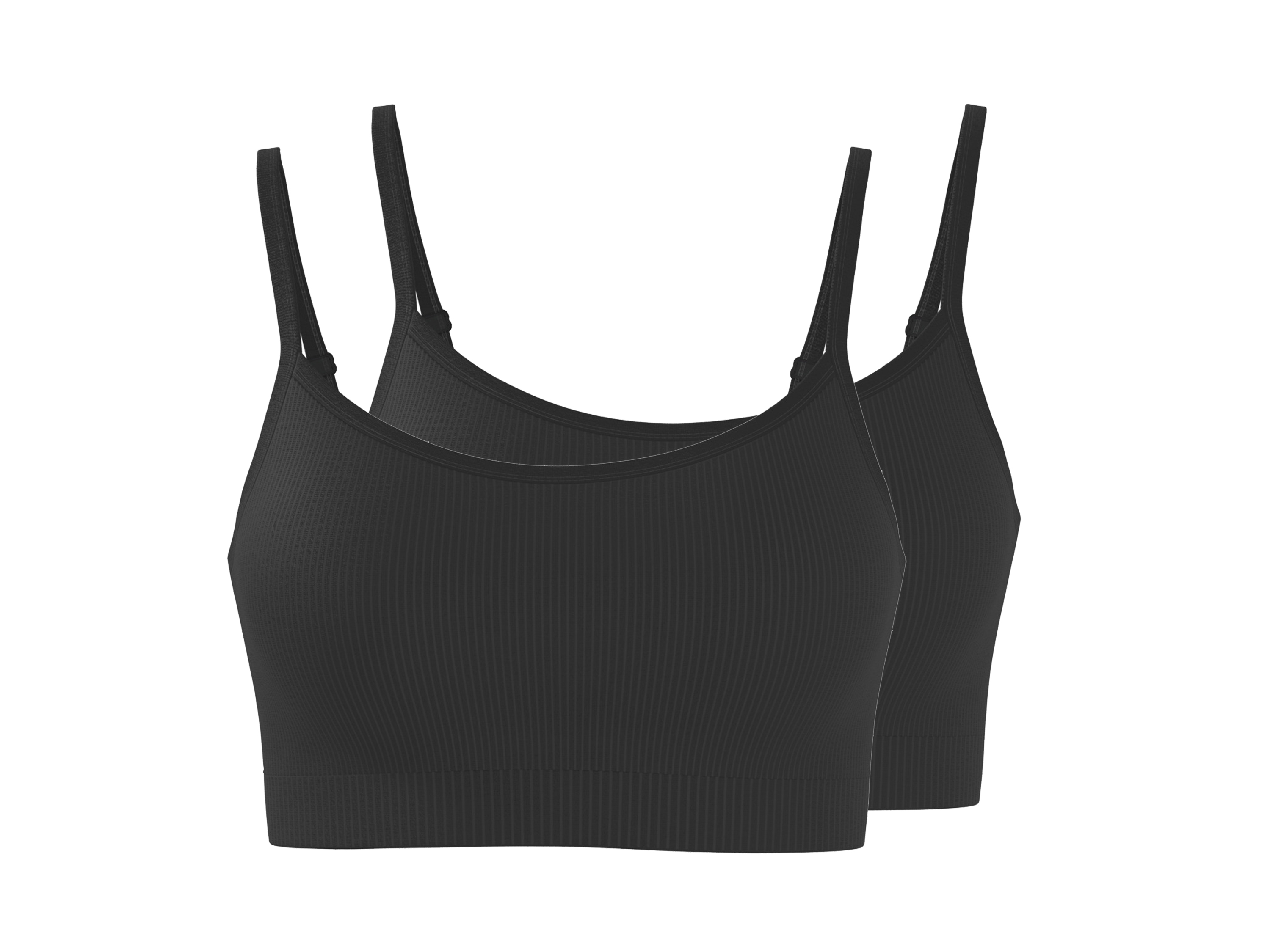 ESMARA® Dámska rebrovaná podprsenka, 2 kusy (čierna, XL (48/50))