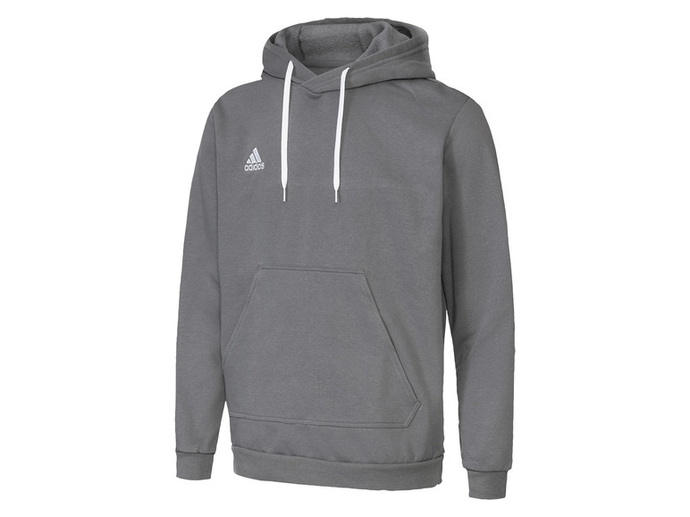 Sivá mikina Adidas s bielymi detailmi.