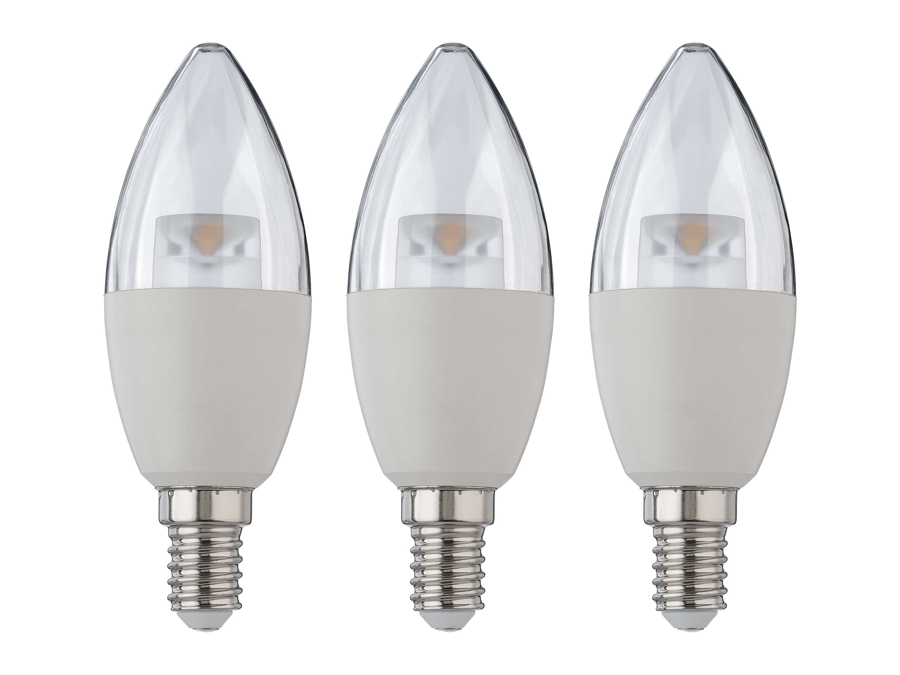 LIVARNO home LED žiarovky (sviečka, 6W, E14, transparentná, 3 kusy)