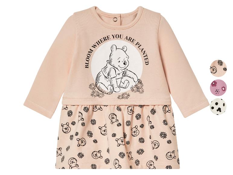Ružové šaty pre bábätká s dlhým rukávom s potlačou Winnie the Pooh.