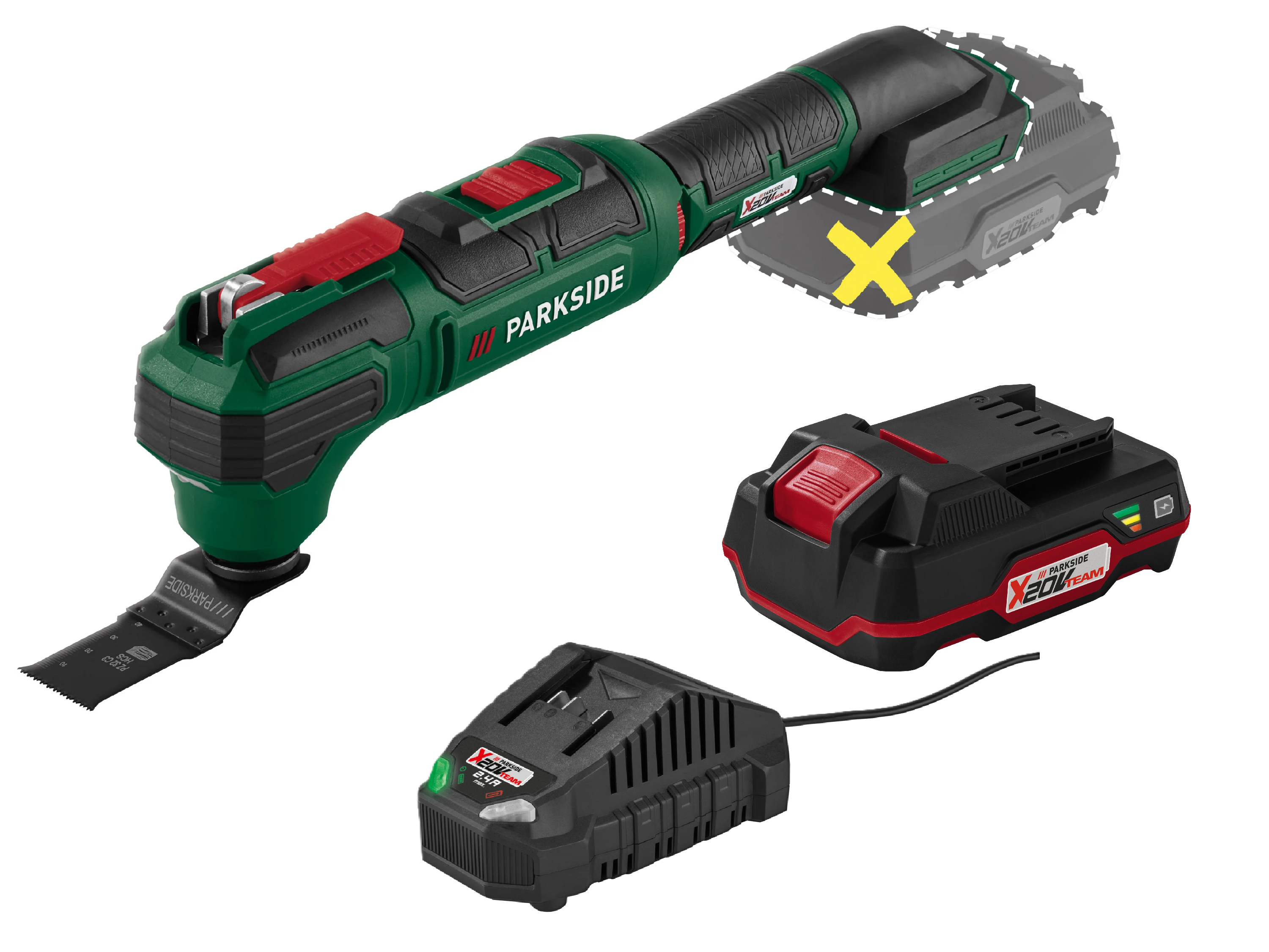 E-shop PARKSIDE® Aku multifunkčné náradie 20 V PAMFW 20 -Li C3 + Akumulátor 20 V/2 Ah + Nabíjačka 20 V/2,4 A