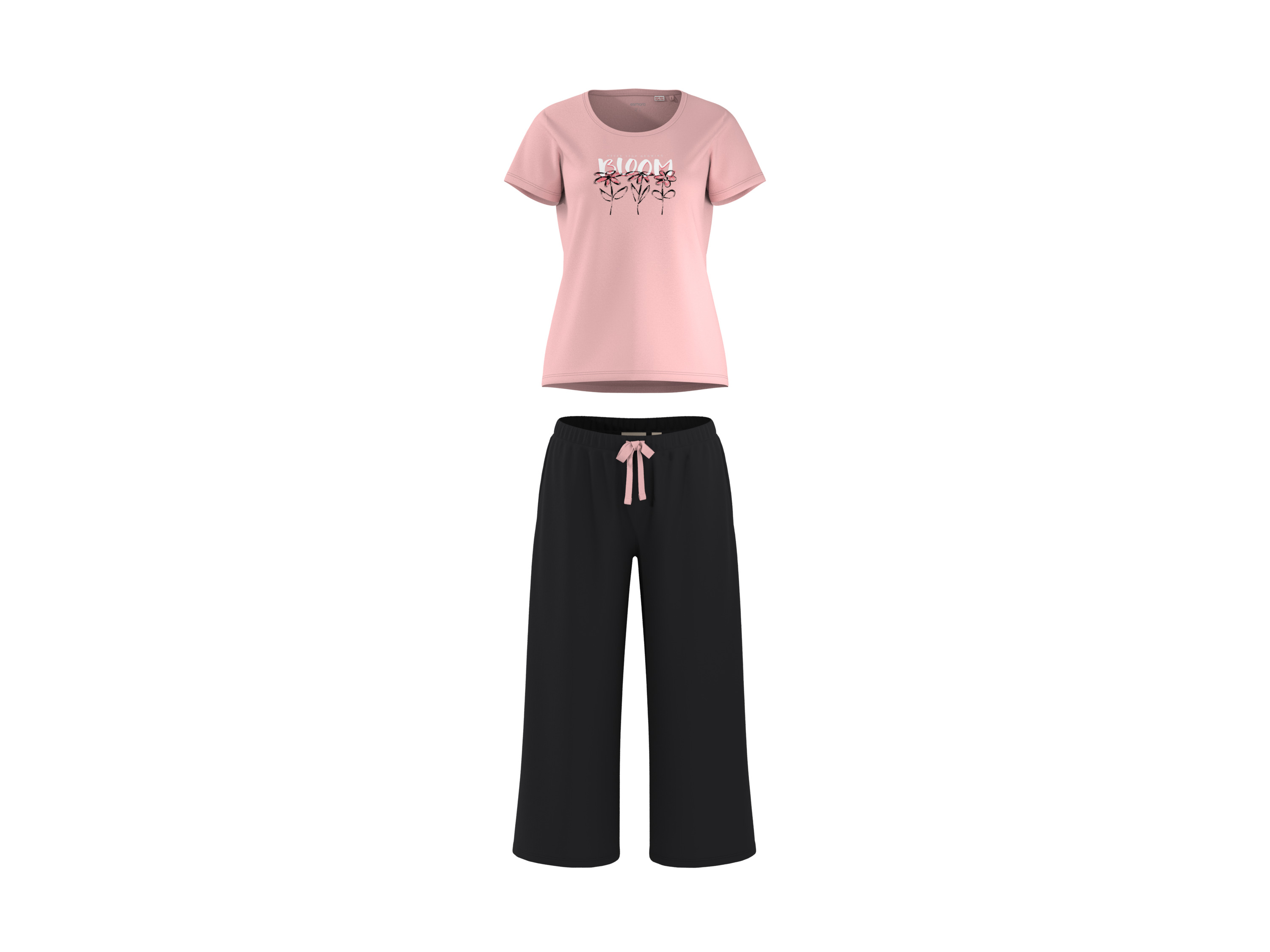 esmara® Dámske capri pyžamo Premium (bledoružová/čierna, XS (32/34))